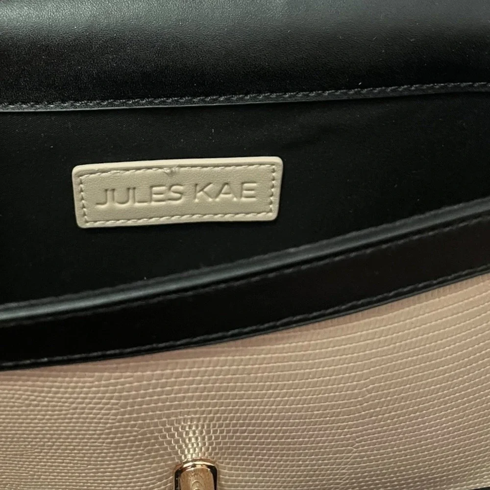 JULES KAE Black and Tan/Beige Mia Vegan Satchel Purse‎ | NWT